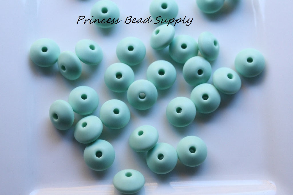 Mint Saucer Silicone Beads