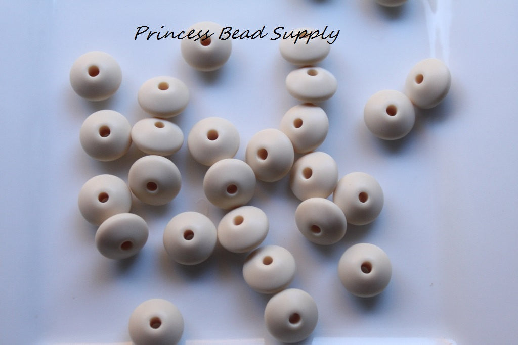 Beige Saucer Silicone Beads