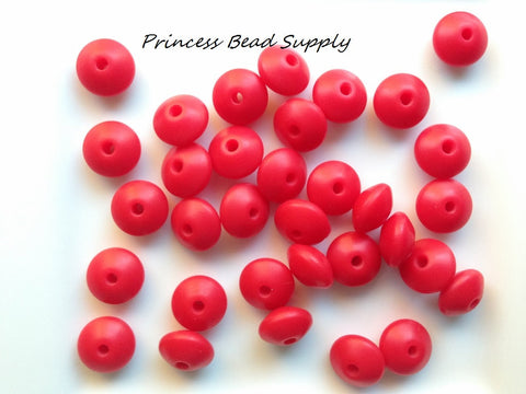 Red Saucer Silicone Beads