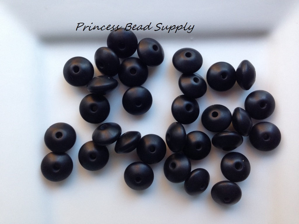 Black Saucer Silicone Beads