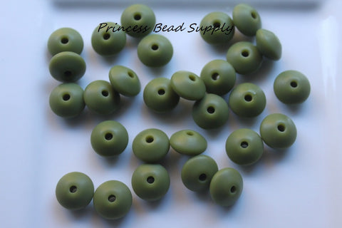 Army Green Saucer Silicone Beads