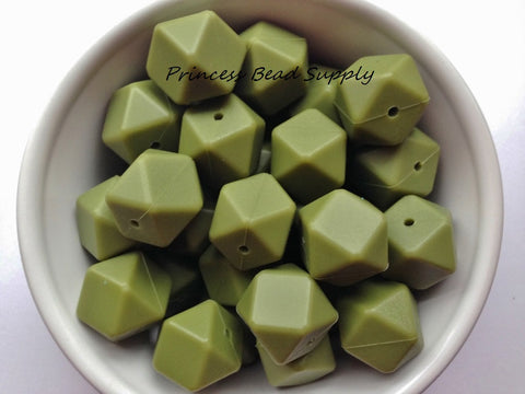 Army Green Hexagon Silicone Beads
