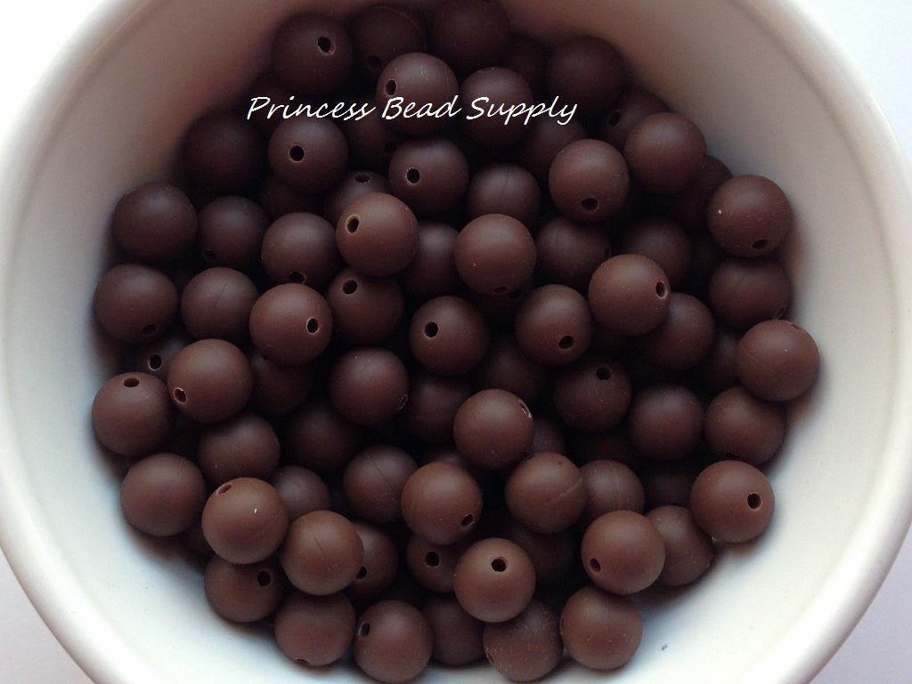 9mm Brown Silicone Beads