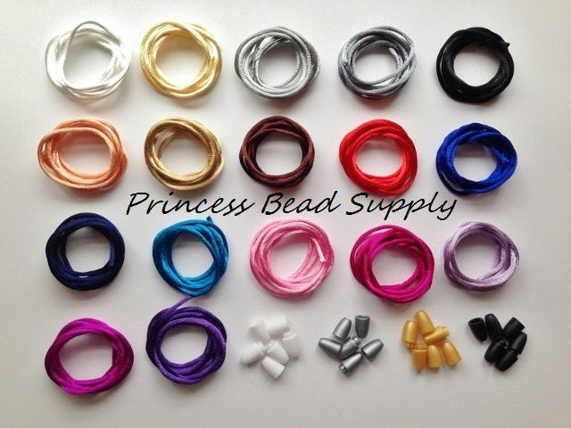 2mm Satin Nylon Cord & Break-Away Clasps – USA Silicone Bead Supply  Princess Bead Supply