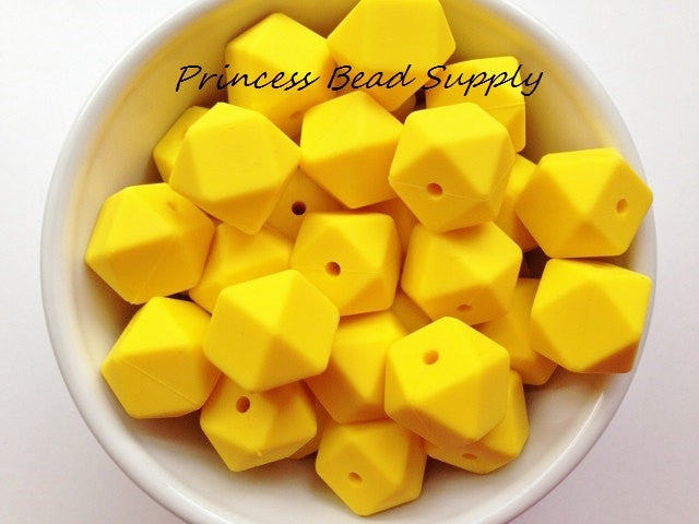 Yellow Hexagon Silicone Beads