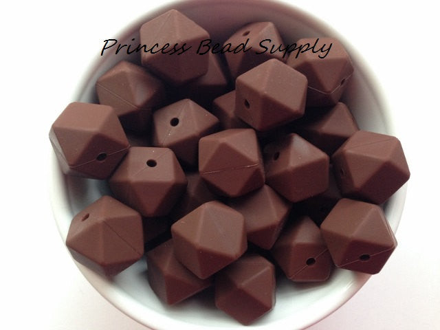 Brown Hexagon Silicone Beads