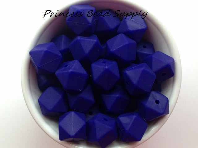 Navy Blue Hexagon Silicone Beads