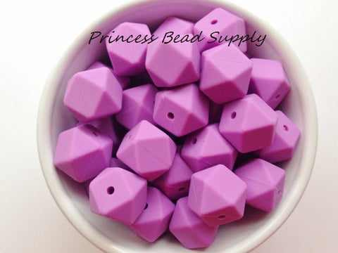 Lavender Purple Hexagon Silicone Beads