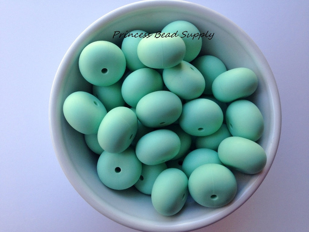 20mm Mint Abacus Silicone Beads