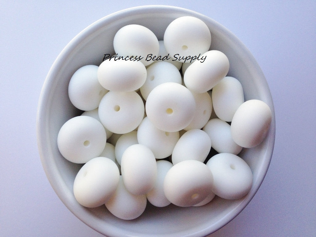 20mm White Abacus Silicone Beads
