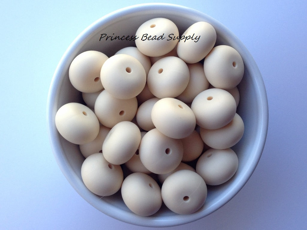 20mm Beige Abacus Silicone Beads