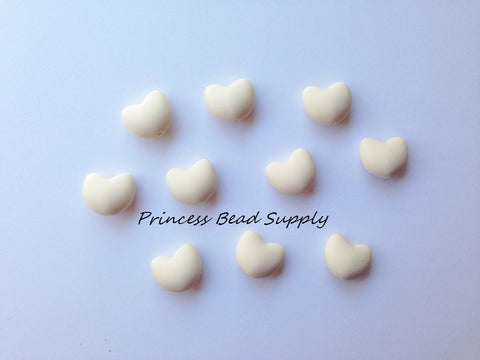 Beige Heart Silicone Beads
