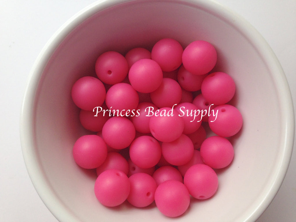 15mm Light Hot Pink Silicone Beads