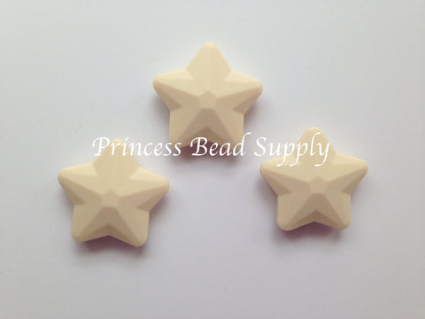 Beige Faceted Star Silicone Bead