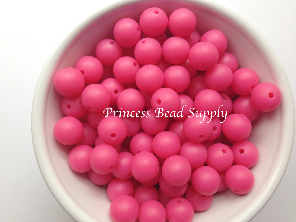 12mm Light Hot Pink Silicone Beads