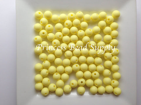 9mm Light Yellow Silicone Beads,