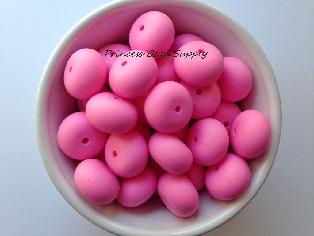 20mm Pink Abacus Silicone Beads