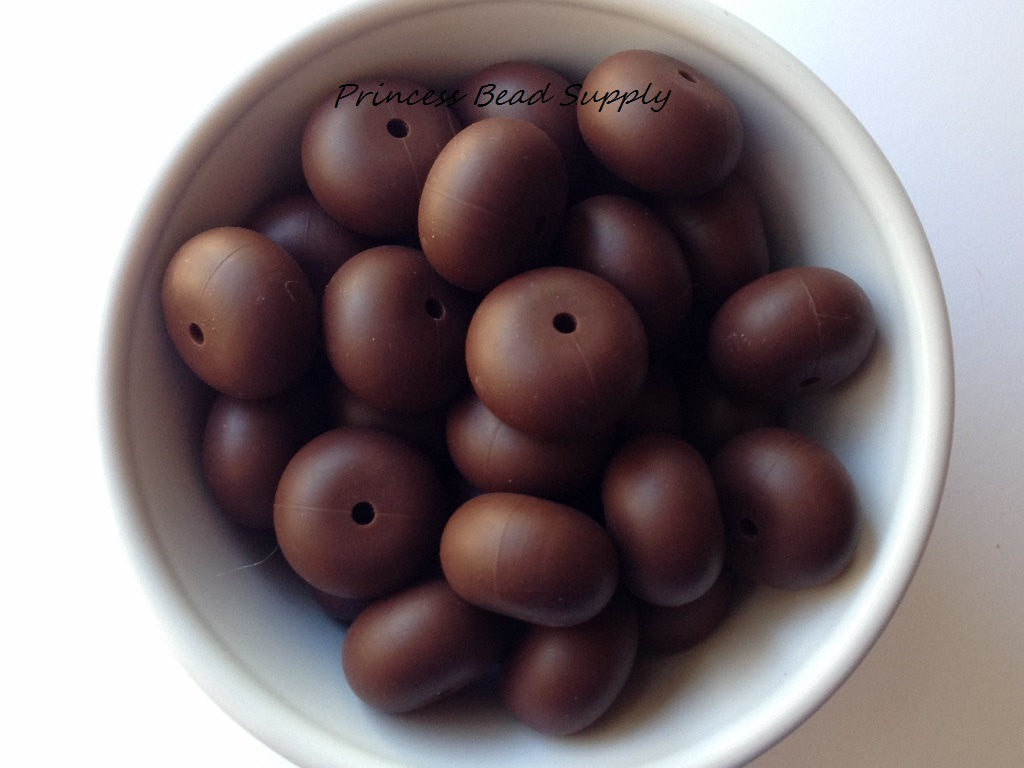 20mm Brown Abacus Silicone Beads