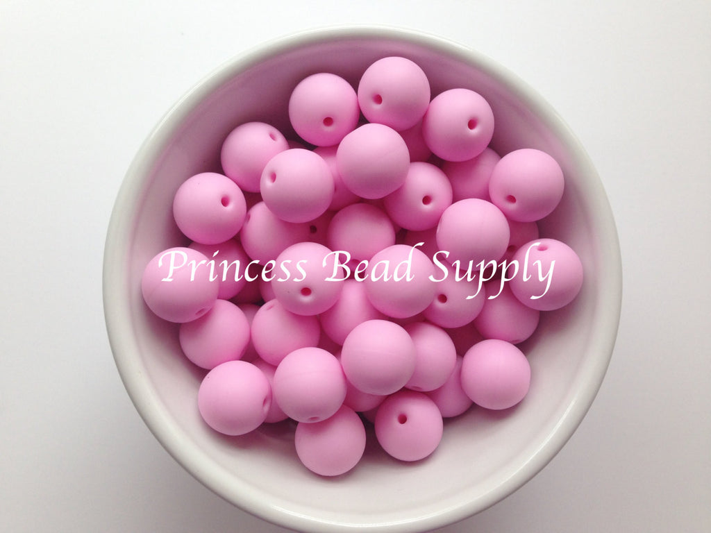 15mm Light Pink Silicone Beads